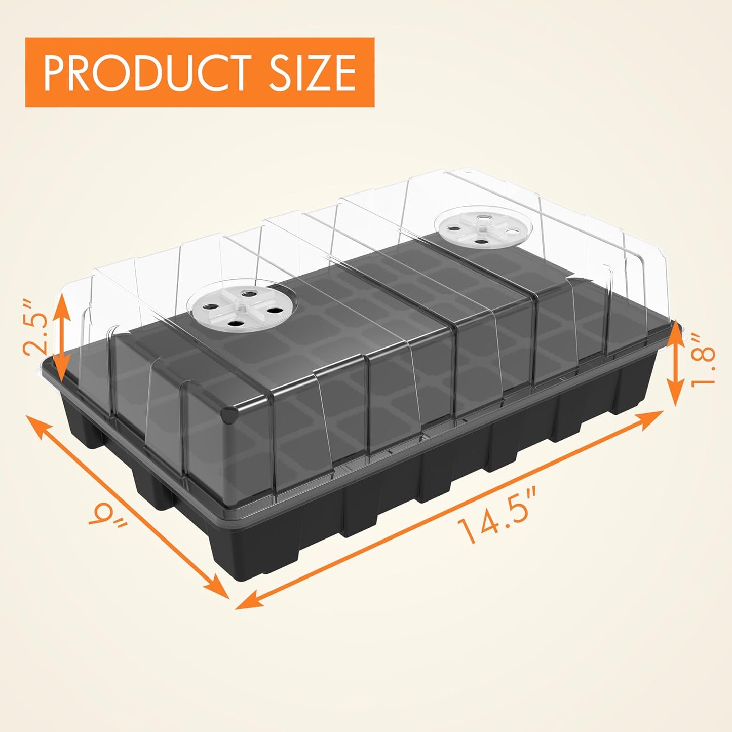 5-Set Garden Propagator Set, Seed Tray Kits with 200-Cell, Seed Starter Tray with Dome and Base 15" X 9" (40-Cell per Tray)