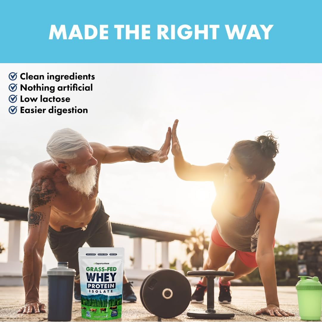 Grass Fed Whey Protein Powder Isolate - Unflavored - Low Carb Keto & Paleo Diet Friendly - Pure Grass-Fed Protein for Shakes, Smoothies, Drinks & Recipes- Non GMO & Gluten Free - 1 Pound
