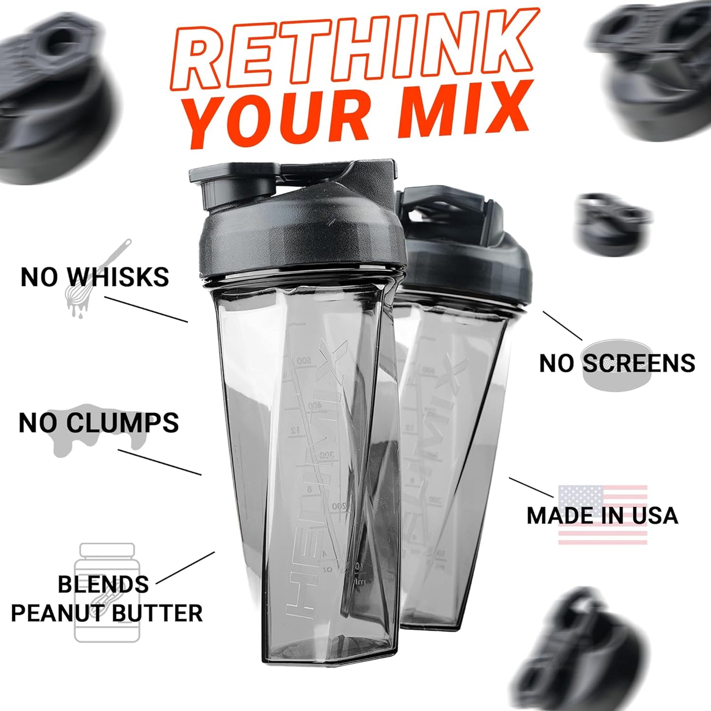 Vortex Blender Shaker Bottle 28Oz | No Blending Ball or Whisk | USA Made | Portable Pre Workout Whey Protein Drink Shaker Cup | Mixes Cocktails Smoothies Shakes | Dishwasher Safe