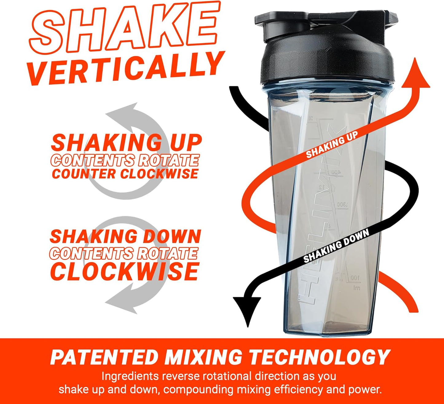Vortex Blender Shaker Bottle 28Oz | No Blending Ball or Whisk | USA Made | Portable Pre Workout Whey Protein Drink Shaker Cup | Mixes Cocktails Smoothies Shakes | Dishwasher Safe