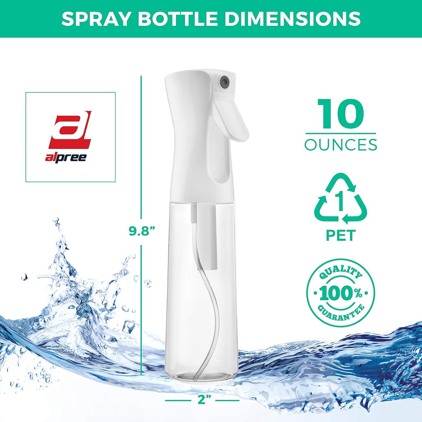 Hair Spray Bottle Continuous Water Mister Spray Empty Ultra Fine for Hair Styling, Pets, Plants, Cleaning, Misting & Skin Care, Salons, for Taming Hair in Morning, Curly Hair, Essential Oil Scents & More