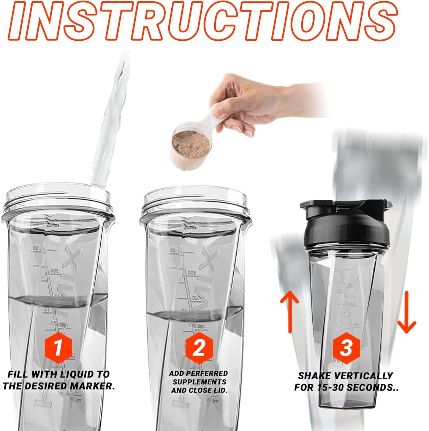 Vortex Blender Shaker Bottle 28Oz | No Blending Ball or Whisk | USA Made | Portable Pre Workout Whey Protein Drink Shaker Cup | Mixes Cocktails Smoothies Shakes | Dishwasher Safe
