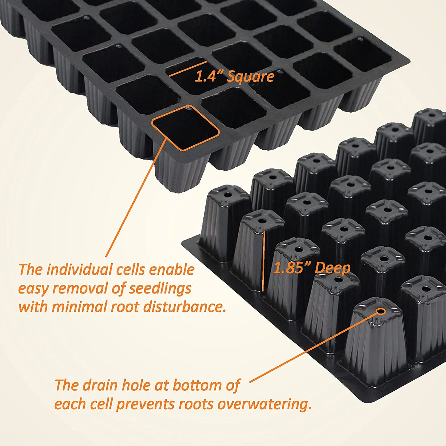5-Set Garden Propagator Set, Seed Tray Kits with 200-Cell, Seed Starter Tray with Dome and Base 15" X 9" (40-Cell per Tray)