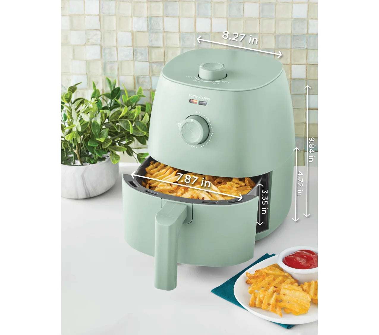 2.2 Qt Air Fryer, Sage Green - Automatic Shutoff