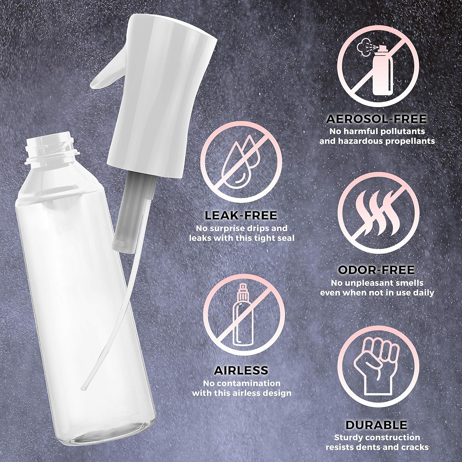 Hair Spray Bottle Continuous Water Mister Spray Empty Ultra Fine for Hair Styling, Pets, Plants, Cleaning, Misting & Skin Care, Salons, for Taming Hair in Morning, Curly Hair, Essential Oil Scents & More