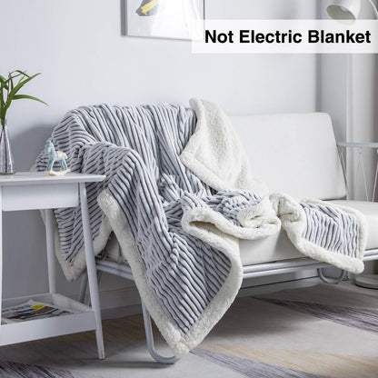 Sherpa Blanket Fleece Throw – 51X63, Grey & White – Soft, Plush, Fluffy, Fuzzy, Warm, Cozy, Thick – Perfect for Couch, Bed, Sofa, Chair - Reversible Throw Blanket