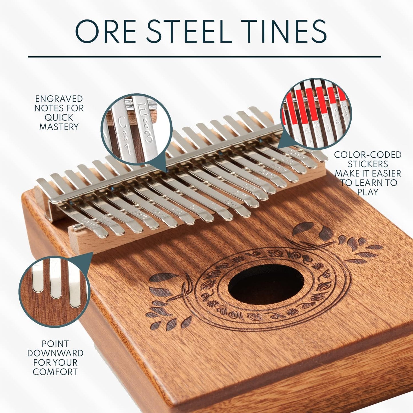 Kalimba 17 Key Thumb Piano | Premium, Lightweight & Durable Mahogany Mbira | Reduce Stress & Promote Well-Being | All Inclusive - Tuning Hammer, Velvet Bag & More | Great Gift for Kids & Adults