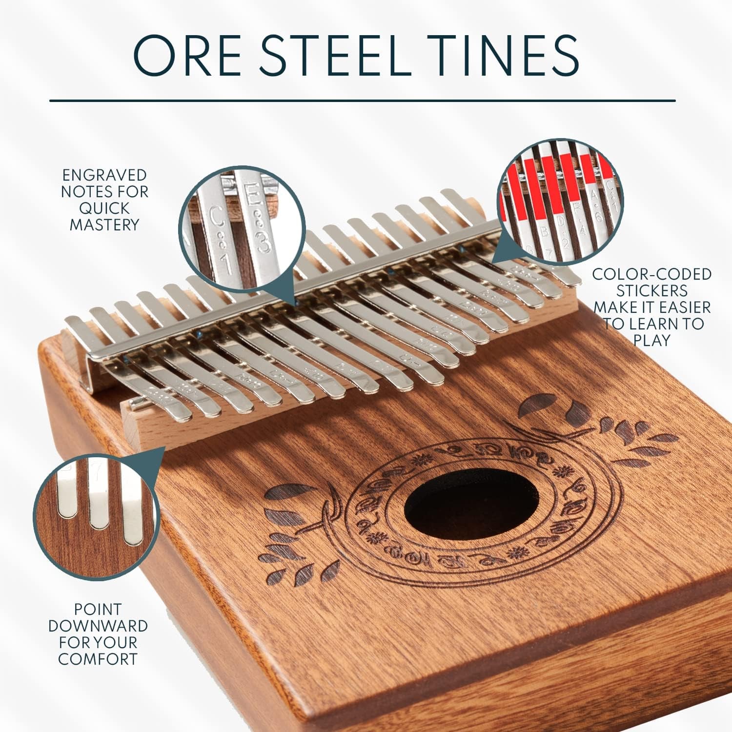 Kalimba 17 Key Thumb Piano | Premium, Lightweight & Durable Mahogany Mbira | Reduce Stress & Promote Well-Being | All Inclusive - Tuning Hammer, Velvet Bag & More | Great Gift for Kids & Adults