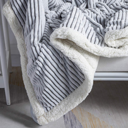 Sherpa Blanket Fleece Throw – 51X63, Grey & White – Soft, Plush, Fluffy, Fuzzy, Warm, Cozy, Thick – Perfect for Couch, Bed, Sofa, Chair - Reversible Throw Blanket