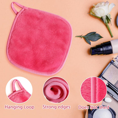 Makeup Remover Cloth, 6" X 6" Make up Towels Reusable Face Cloth for Washing Face, Makeup Remover Pads Microfiber Face Washcloth with Mesh Bag, Just Water, Eco-Friendly, 12 Pack