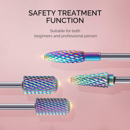 Nail Drill Bits Set, 10Pcs Tungsten Carbide Nail Bits for Nail Drill E-File, 3/32 Inch Bits Manicure Pedicure Remover Tools for Acrylic Gel Nails, Salon Home Nail Care Supplies, Colorful