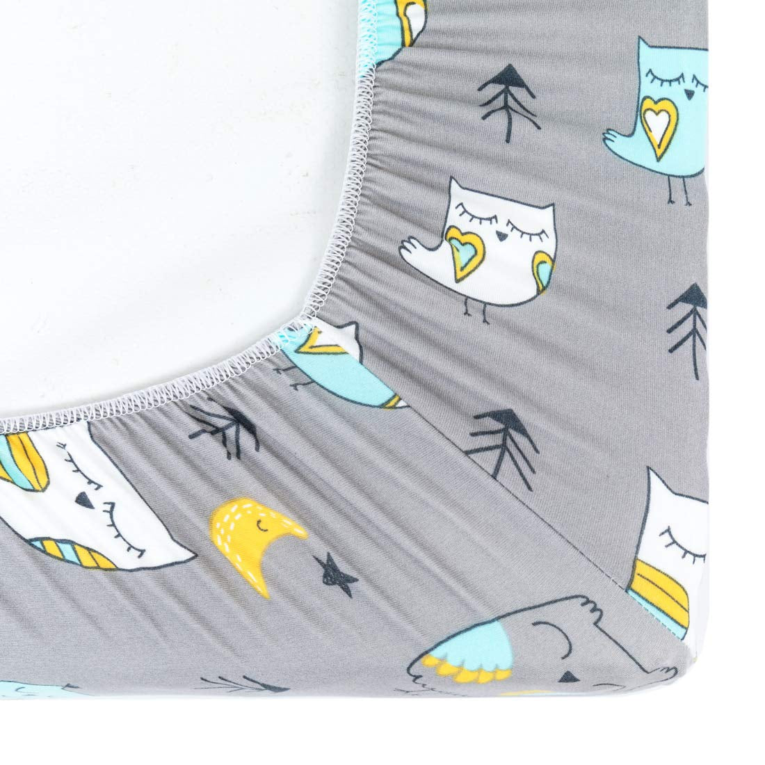 Stretchy-Changing-Pad-Covers- Carddle Sheet Set for Baby Boys Girls,2 Pack Jersey Knit,Owl & Bear