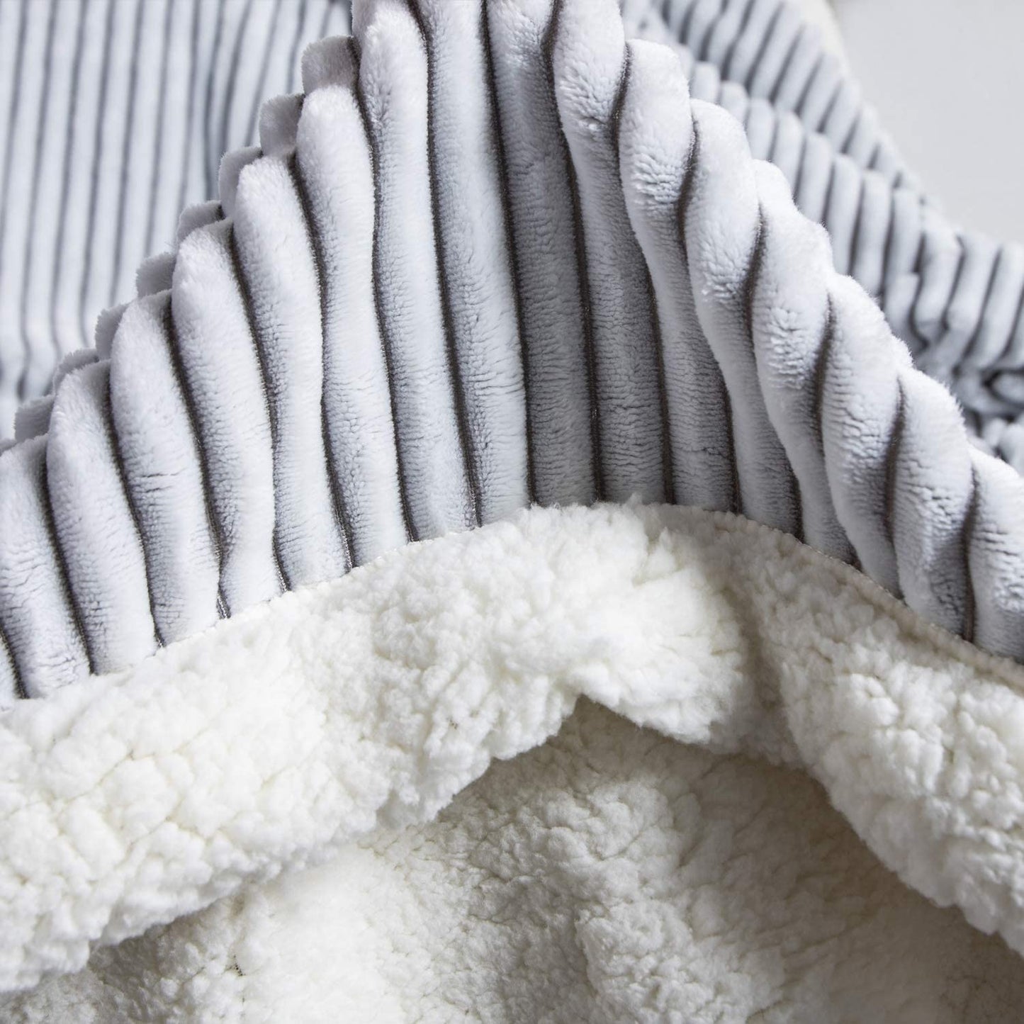 Sherpa Blanket Fleece Throw – 51X63, Grey & White – Soft, Plush, Fluffy, Fuzzy, Warm, Cozy, Thick – Perfect for Couch, Bed, Sofa, Chair - Reversible Throw Blanket