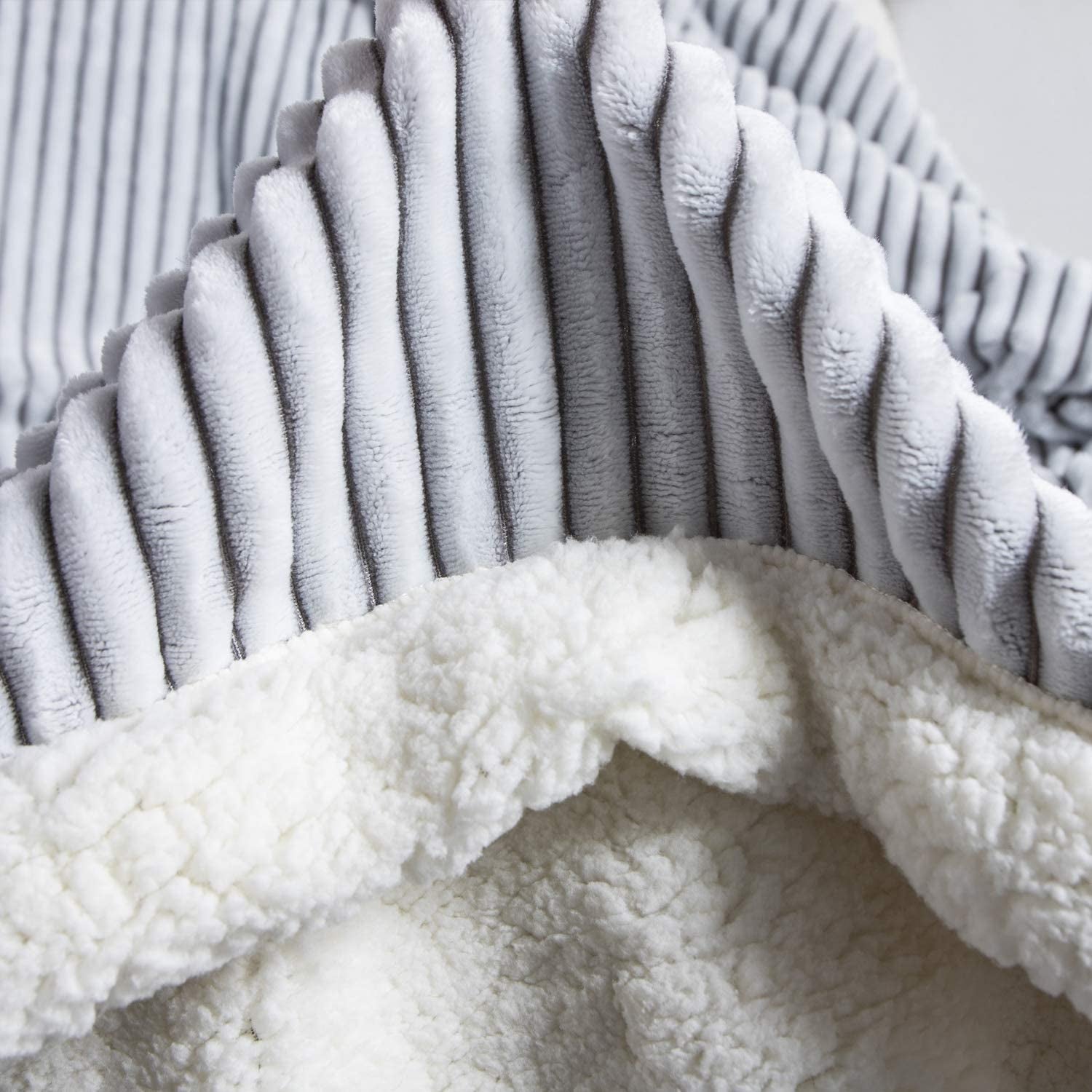 Sherpa Blanket Fleece Throw – 51X63, Grey & White – Soft, Plush, Fluffy, Fuzzy, Warm, Cozy, Thick – Perfect for Couch, Bed, Sofa, Chair - Reversible Throw Blanket