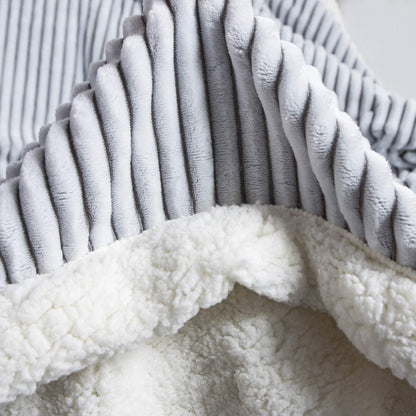 Sherpa Blanket Fleece Throw – 51X63, Grey & White – Soft, Plush, Fluffy, Fuzzy, Warm, Cozy, Thick – Perfect for Couch, Bed, Sofa, Chair - Reversible Throw Blanket