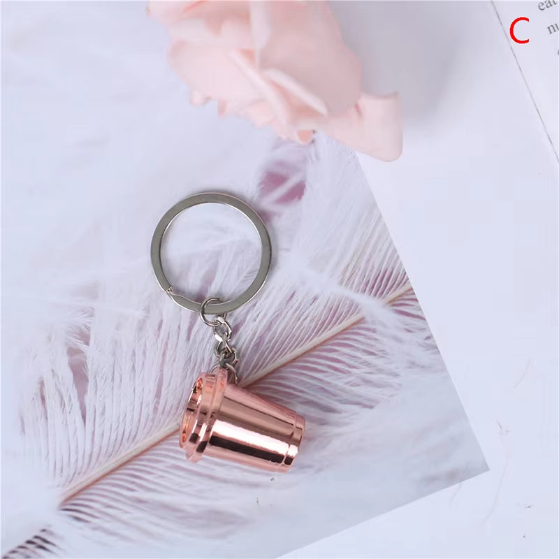 1PCS Creative Coffee Keychain Portable Coffee Machine Pitcher Keyring Coffee Handle Keyring Portable Coffeeware Accessories Gift