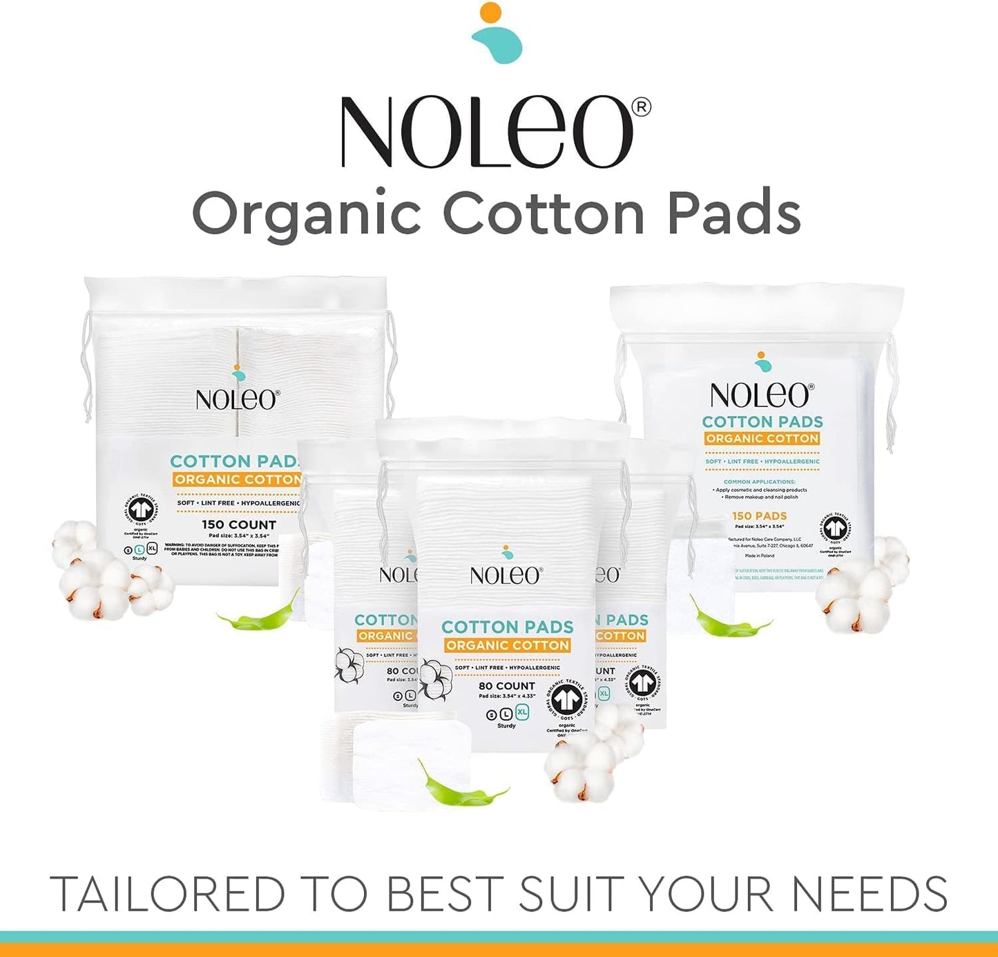 Organic Cotton Pads - Large & Pressed Cotton Pads - Lint Free Cotton Pads for Face - Makeup Remover Pads - 100% Cotton Face Pads - Premium Cotton Squares - Face Cleansing Pads 3.54"X3.54" [150 Count]