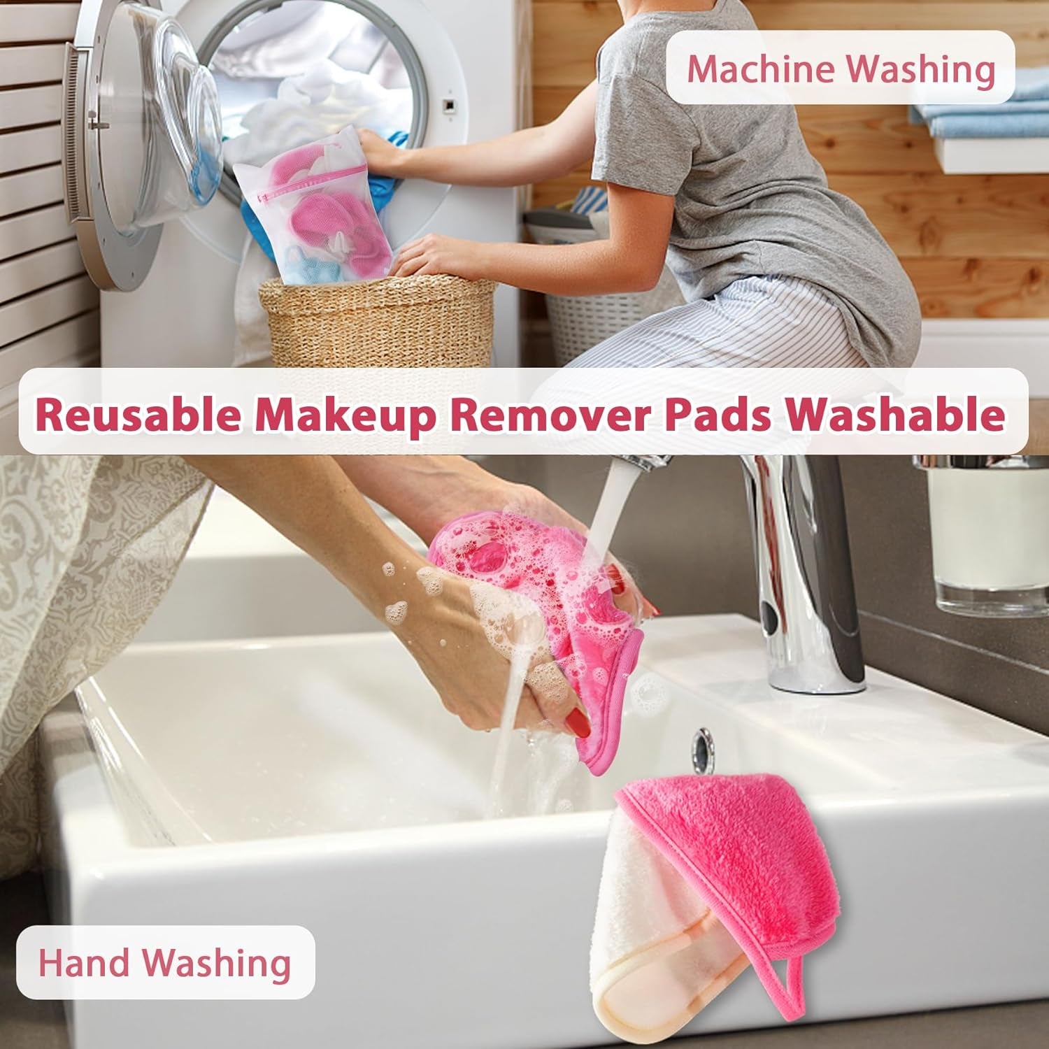 Makeup Remover Cloth, 6" X 6" Make up Towels Reusable Face Cloth for Washing Face, Makeup Remover Pads Microfiber Face Washcloth with Mesh Bag, Just Water, Eco-Friendly, 12 Pack
