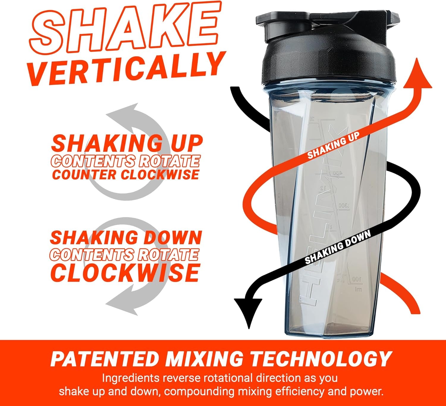 Vortex Blender Shaker Bottle 28Oz | No Blending Ball or Whisk | USA Made | Portable Pre Workout Whey Protein Drink Shaker Cup | Mixes Cocktails Smoothies Shakes | Dishwasher Safe