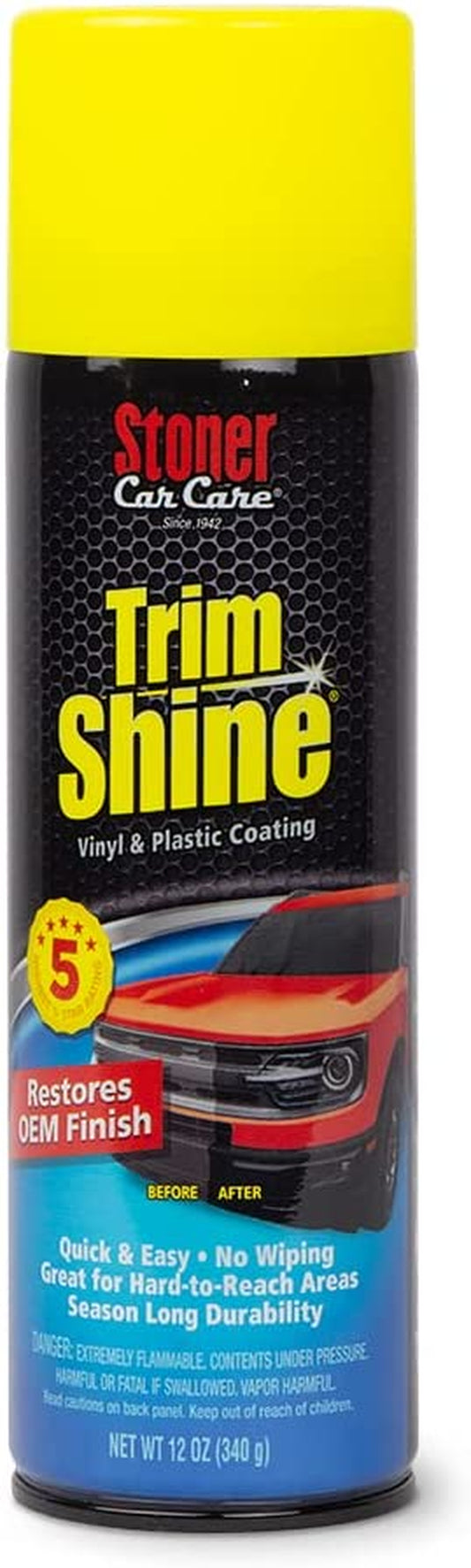 91034 Trim Shine Vinyl and Plastic Aerosol Protectant Coating for Automotive Interior and Exterior Restores OEM Finish and Color, Protects from Fading, 12 Oz, Pack of 1