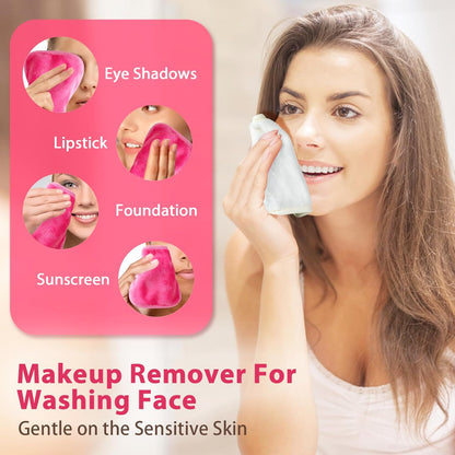 Makeup Remover Cloth, 6" X 6" Make up Towels Reusable Face Cloth for Washing Face, Makeup Remover Pads Microfiber Face Washcloth with Mesh Bag, Just Water, Eco-Friendly, 12 Pack