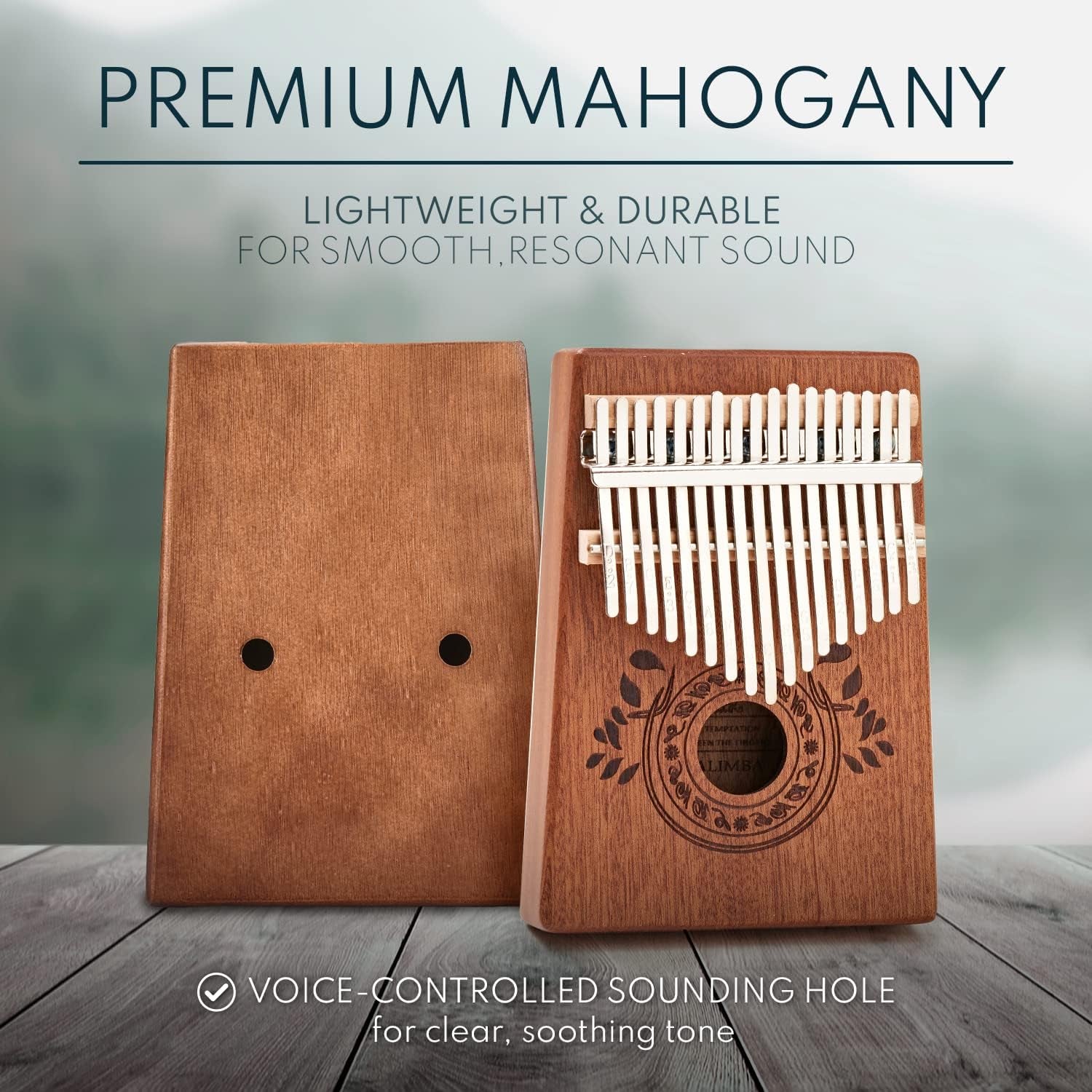 Kalimba 17 Key Thumb Piano | Premium, Lightweight & Durable Mahogany Mbira | Reduce Stress & Promote Well-Being | All Inclusive - Tuning Hammer, Velvet Bag & More | Great Gift for Kids & Adults