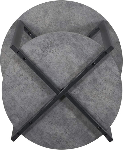Wooden Side End Table with Storage Shelf | Slate Faux Concrete, Grey