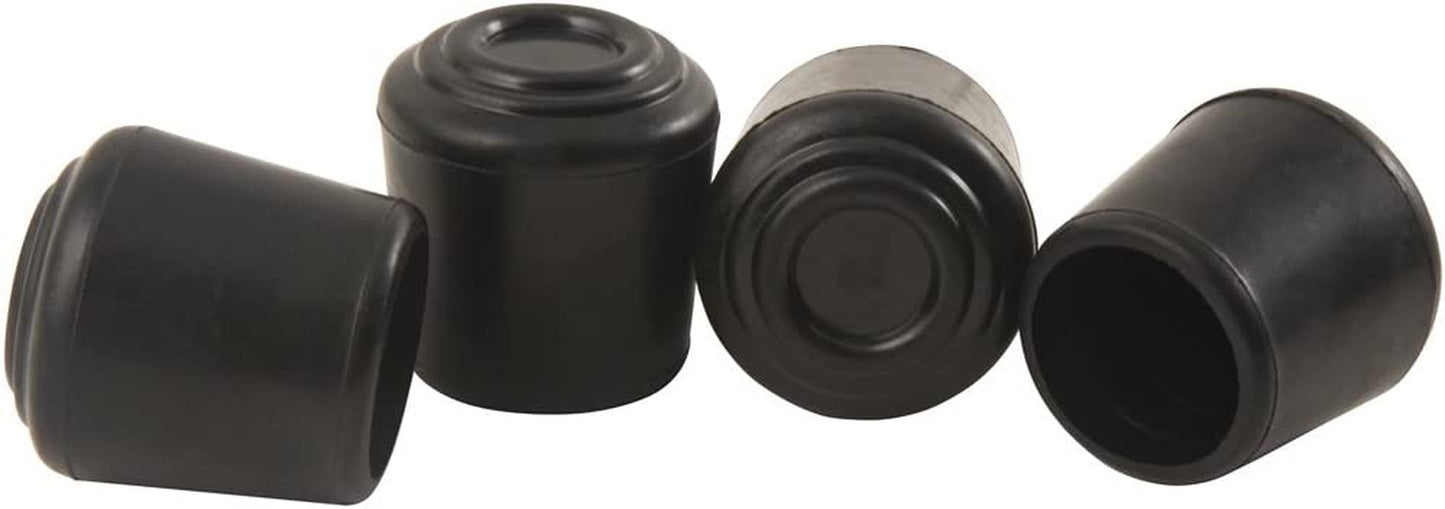 1/2" round Slip-On Rubber Folding Metal Chair Leg Tip Replacement - Protect Surfaces & Dampen Noise, Black (4 Pack)