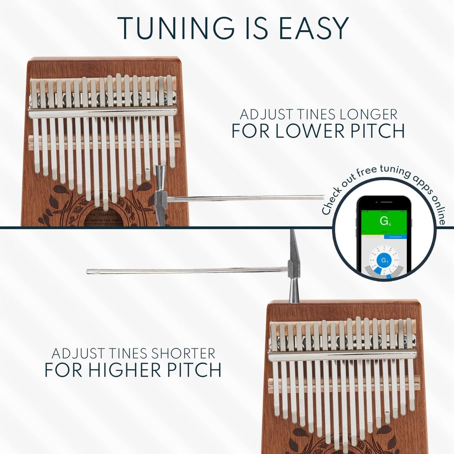 Kalimba 17 Key Thumb Piano | Premium, Lightweight & Durable Mahogany Mbira | Reduce Stress & Promote Well-Being | All Inclusive - Tuning Hammer, Velvet Bag & More | Great Gift for Kids & Adults